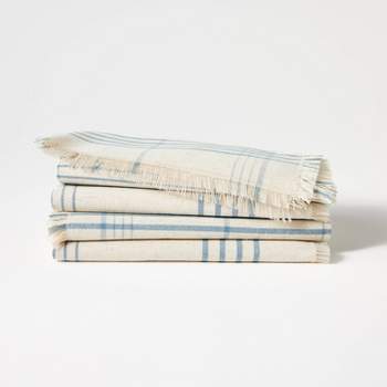 4pk Engineered Stripe Cloth Napkins Blue/natural - Hearth & Hand™ With  Magnolia : Target