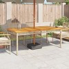 vidaXL Patio Table Beige 70.9 In.x35.4 In.x29.5 In. Poly Rattan Acacia Wood - 3 of 4
