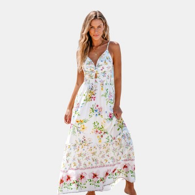Women's Floral Print Twisted Cutout Maxi Dress - Cupshe