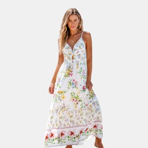 Women's Floral Print Twisted Cutout Maxi Dress - Cupshe - 1 of 4
