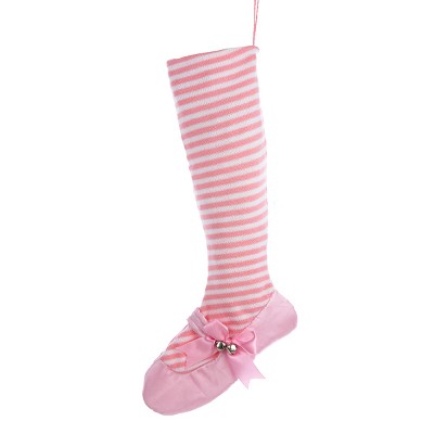 Kurt S. Adler 24" Pretty in Pink White Striped Ballet Shoe Christmas Stocking