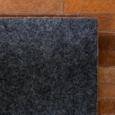 Ivory and Brown Hand-Knotted Geometric Cowhide Area Rug