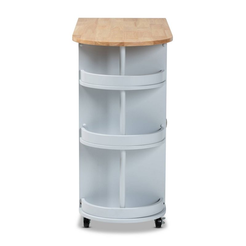 Donnie Wood Kitchen Storage Cart Light Gray/Natural - Baxton Studio, 5 of 15