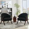 Mid Century Accent Chair, Teddy Velvet/Linen/PU, Wood Frame, Multiple Colors - 4 of 4