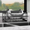 LunaLulinlk Space-Saving Kitchen Sink Rack - Wall-Mounted Dish Cloth & Sponge Holder (Black) - 2 of 4