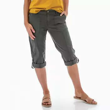 Cargo Capris with Pockets Womens Relaxed Fit Linen Cotton Yoga