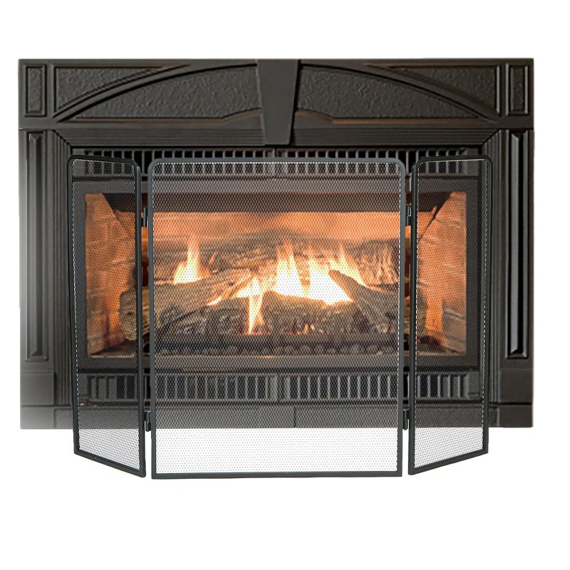 Mind Reader Fireplace Protector Screen, 3-Panel Folding Metal Mesh, Black, 5 of 8