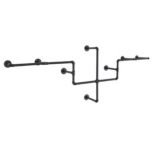YIYIBYUS Industrial Pipe Clothing Rack, Wall Mounted Garment Hanging Bar, Iron Commercial Clothes Hanger, Garment Display Rack for Retail, Black - 1 of 4