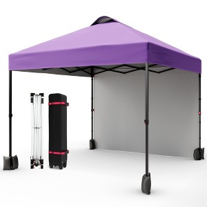 10x10 Pop Up Canopy Tent, Instant Portable Shelter with Wheeled Bag and Silver Coated Top, Adjustable Heights Gazebo with Sidewall, Outdoor Sun Shade - 1 of 4