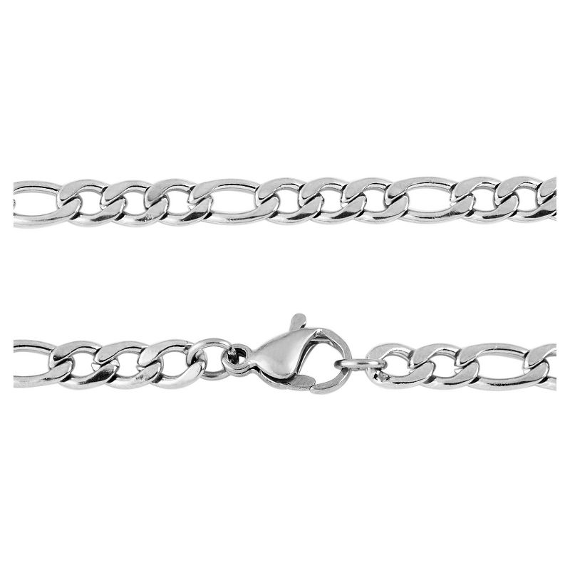 Men's Stainless Steel Figaro Chain Necklace (4.5mm) - Silver (30"), 2 of 4