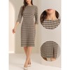 Allegra K Women's Houndstooth 3/4 Sleeve Elegant Cinched Waist Bodycon Dress - 2 of 4