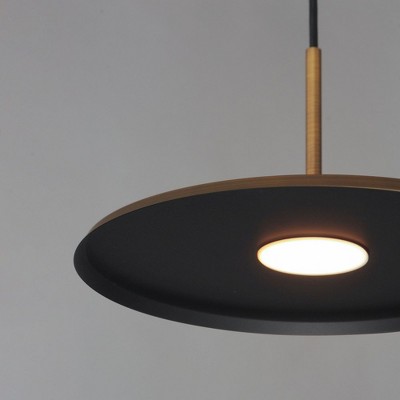 Antique Brass and Black LED Pendant Light with Aluminum Disc