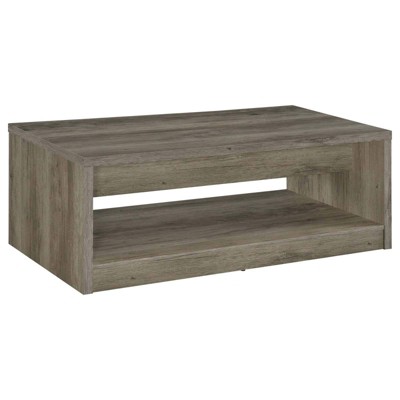 Rustic Gray Driftwood Rectangular Coffee Table with Storage