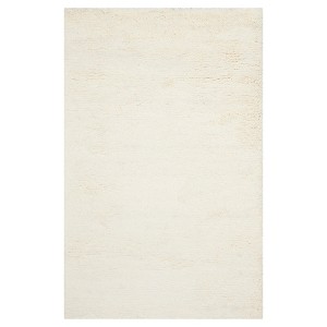 White Solid Shag and Flokati Tufted Accent Rug 3