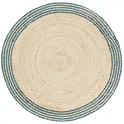4' Round Solid Woven Area Rug Ivory/Blue - Safavieh