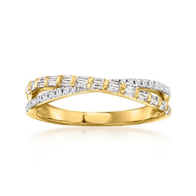 Ross-Simons 0.25 ct. t.w. Diamond Crisscross Ring in 18kt Gold Over Sterling