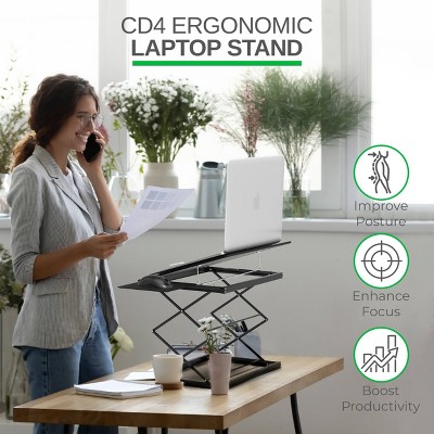 Adjustable Black Metal Foldable Standing Desk Converter