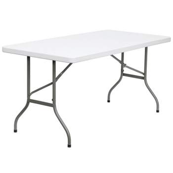 Emma and Oliver 5-Foot Granite White Plastic Folding Table - Banquet / Event Folding Table