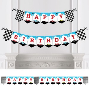 Big Dot of Happiness Let's Go Racing - Racecar - Birthday Party Bunting Banner - Race Car Birthday Party Decorations - Happy Birthday - 1 of 4