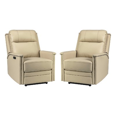 Set of 2 Ottfried Genuine Leather Power Recliner | ARTFUL LIVING DESIGN