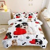 Cute Dog & Love Comforter Set,Cartoon Paw and Bone Print Bedding Home Decor,Pet Puppy White,1Comforter+2PillowCover - 4 of 4