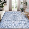 Washable Vintage Floral Rug Non Slip Low Pile Rug Soft Throw Floor Cover Foldable Indoor Carpet for Living Room Bedroom - 4 of 4