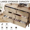 6 Drawer Dresser, 47 Inch Natural Rattan Chest of Drawer, Large Wooden Dresser with 5 Solid Wood Legs, Farmhouse Dresser for Bedroom, Living Room, - 2 of 4
