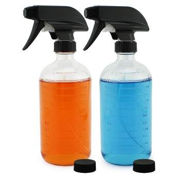 Cornucopia Brands 16oz Clear Glass Spray Bottles w/ Measurements 2pk; Graduated Marking Sprayer Bottle