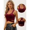 Allegra K Women's Party Velvet Sleeveless Spaghetti Strap Crop Cami Tank Top - 2 of 4