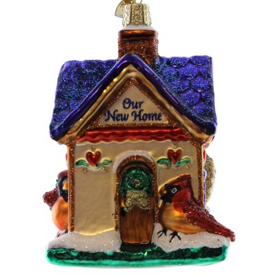 Old World Christmas 4.75" Our New Home Ornament House Cardinal  -  Tree Ornaments