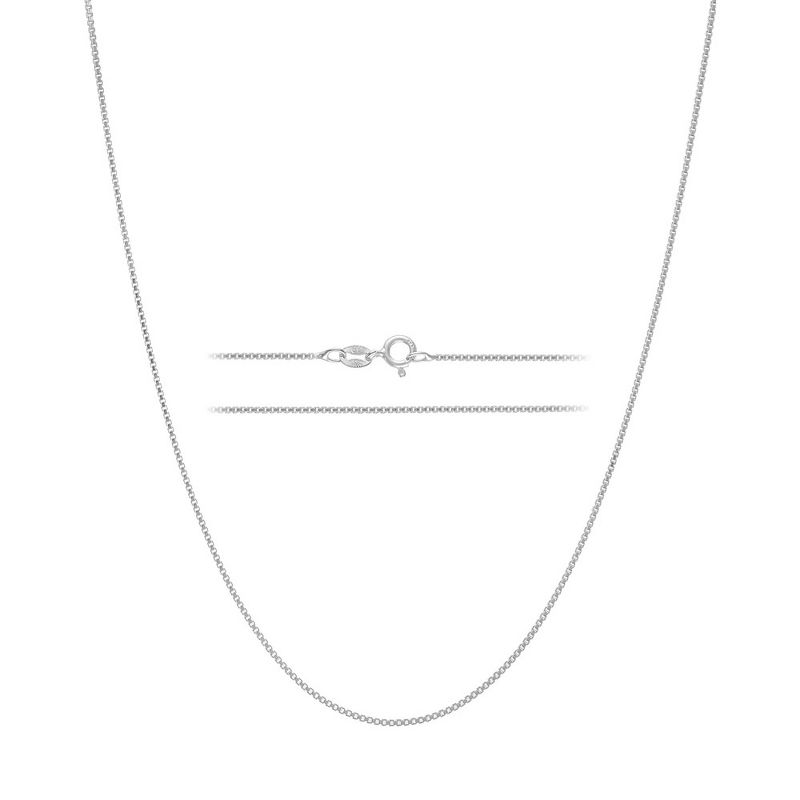 KISPER Sterling Silver Box Chain Necklace – Thin, Dainty, 925 Sterling Silver Jewelry for Women & Men with Spring Ring Clasp – Made in Italy, 1 of 8