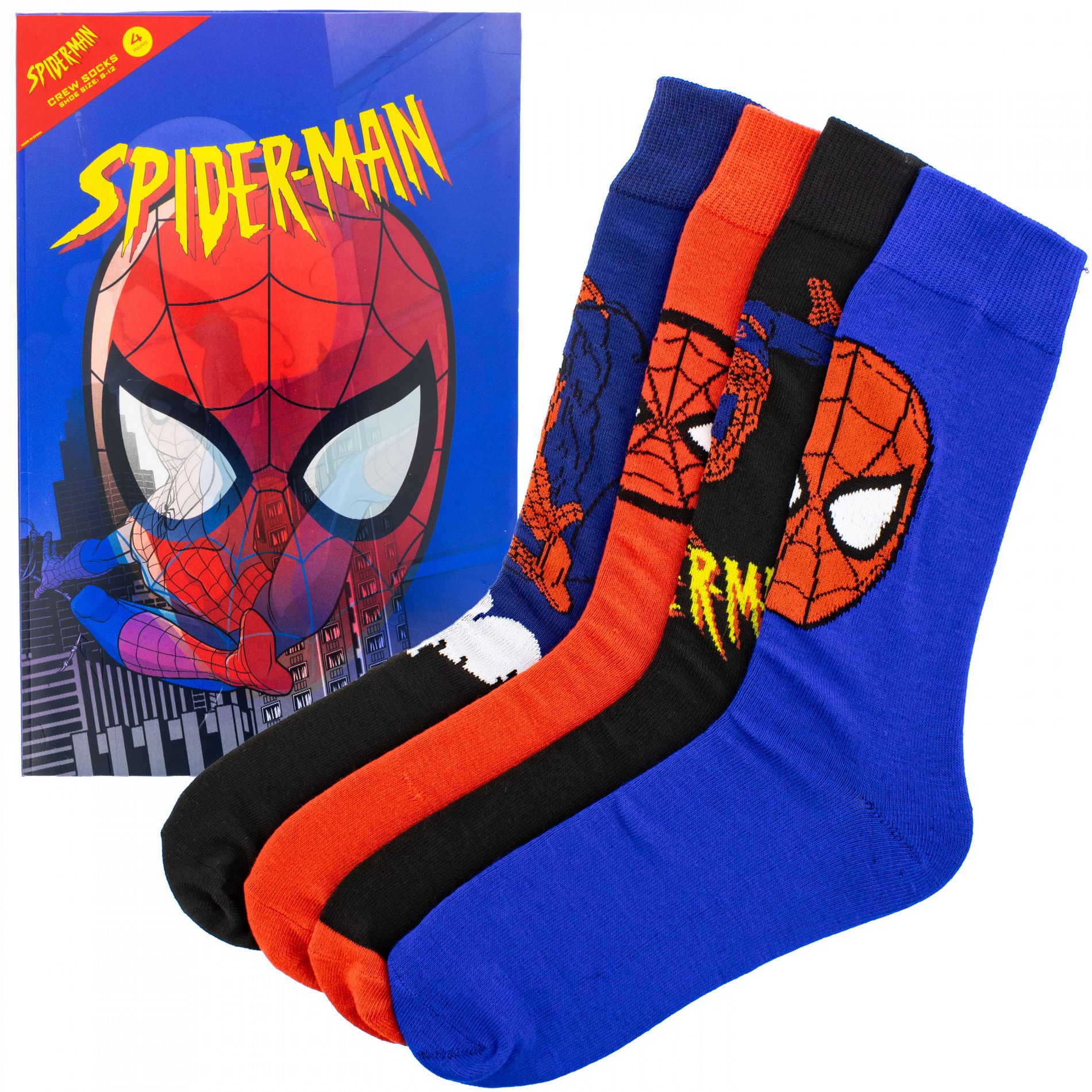 Mens Spider-man 4-Pair Crew Socks Lenticular Box Set