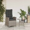vidaXL Reclining Patio Chair with Cushions Outdoor Garden Furniture Poly Rattan - Gray Without footrest - 3 of 4