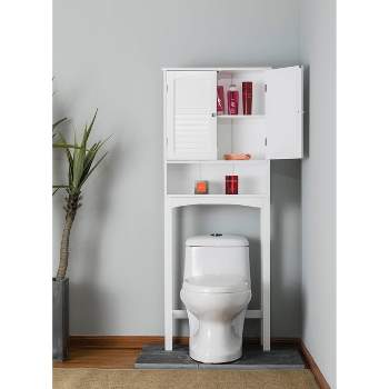 SESSLIFE Bathroom Storage Toilet Space Saver with Shelves and Doors, Modern  Over The Toilet Space Saver Organization Wood Storage Cabinet for Home