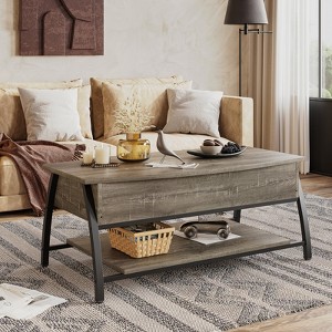 Bestier 42" Lift Top Coffee Table, Wooden Rising Tabletop Oval Center Table for Living Room - 1 of 4