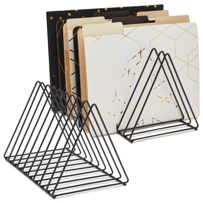 Black File Holder Magazine Holder Triangle Iron Newspaper Holder Magazine File Magazine Storage 10 Section for Office Home Decoration 