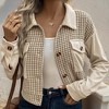 Women's Plaid Corduroy Shirt Jacket Button Down Collar Long Sleeve Top Short Jacket - 2 of 4