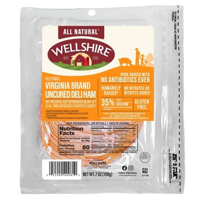 Wellshire Virginia Brand Uncured Seasonal Deli Ham - 7oz