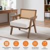 GustoWave Accent Chair Mid-Century Modern Chair, Linen Fabric Upholstered Lounge Arm Chair with Solid Wood Frame & Rattan - 4 of 4