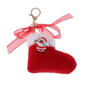 Unique Bargains Christmas Keychain with Double Ring and Lobster Clasp Plush Mesh Metal 1 Pc - 1 of 4