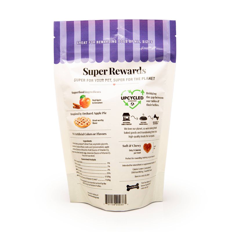 Three Dog Bakery Super Rewards with Superfoods - Orchard Apple Pie Dog Treats - 8oz, 4 of 8