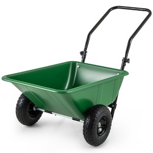 Tangkula Dual-Wheel Wheelbarrow w/ Pneumatic Tires 330 LBS Load Capacity 21 Gal Volume - 1 of 4