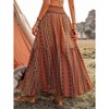 Summer Slit Maxi Skirt Elastic Waist Geometric Print - 2 of 4