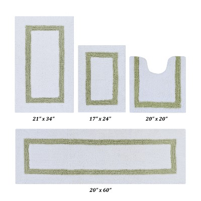 Hotel 4 PC Bath Rug 100% Premium Cotton Tufted Weave Two Tone Reversible Bathroom Rug, Super Soft Absorbent, Machine Washable Bath Mat