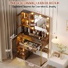 Modern Makeup Vanity Desk with Mirror, Charging Station, Ample Storage Drawers & Acrylic-Door Cabinets, Wooden Dressing Table for Bedroom - 3 of 4