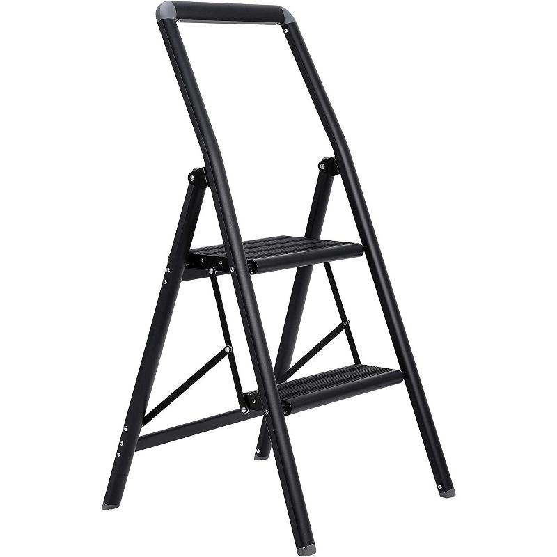 BIRDROCK HOME 2 Step Slim Aluminum Step Ladder - Black, 1 of 6