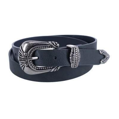 Buy Black Western Belt Womens, 1 inch Antique Silver Buckle