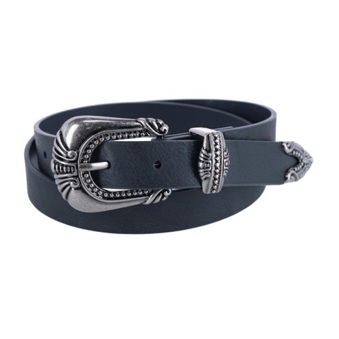 Women's Double Laser Cut Adjustable Western Grommet Belt - Wild Fable™  Black : Target