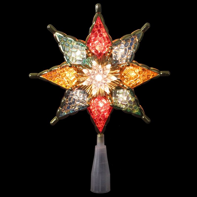 Northlight 8" Pre-Lit Red and Green Crystal 8-Point Star Christmas Tree Topper - Clear Lights, 2 of 4