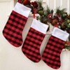 Wrapables Christmas Buffalo Plaid Stockings With Plush White Cuff, Hanging Fireplace Holiday Decoration (Set of 3), Red - 3 of 4